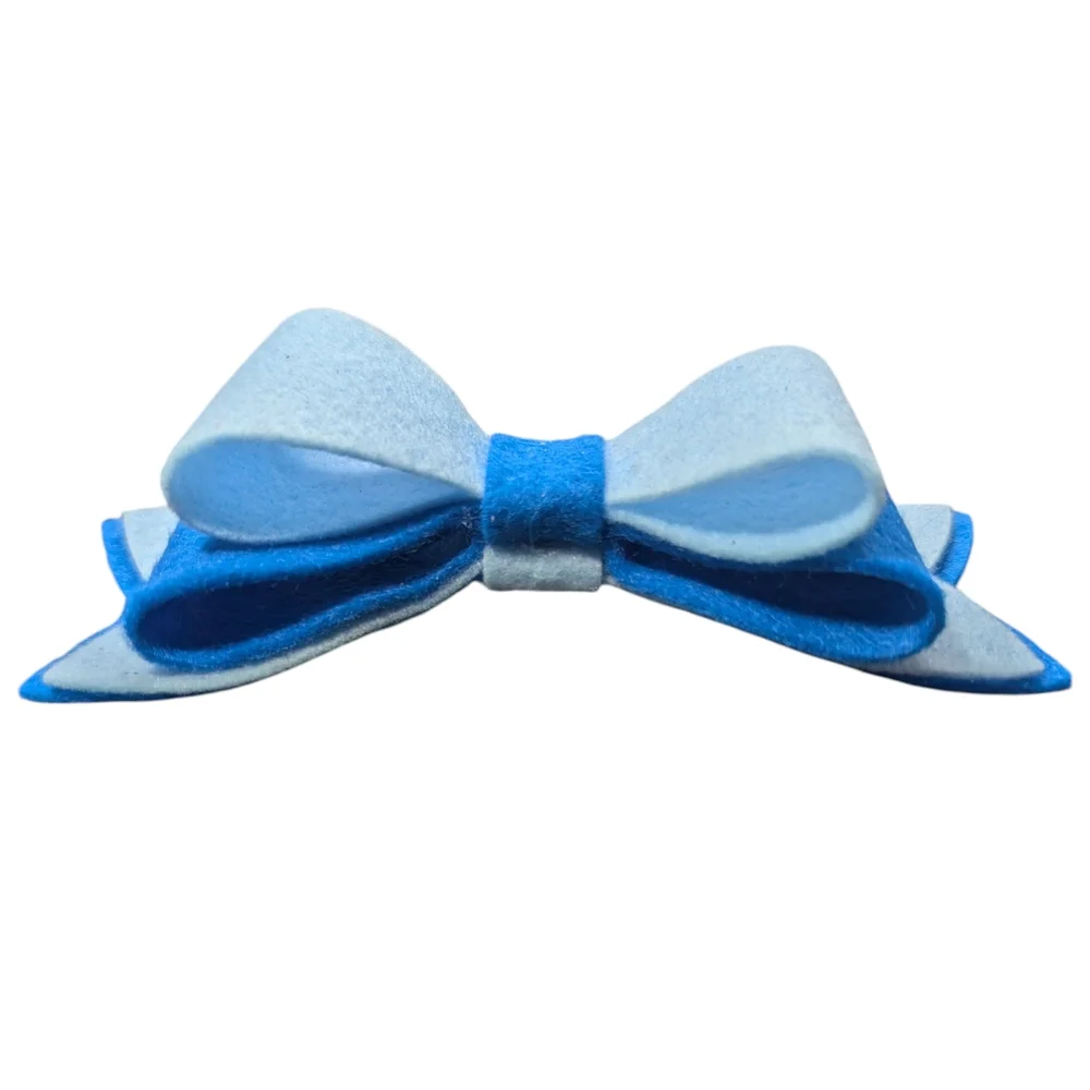 2 Tone Blue Felt Hair Bow Clip